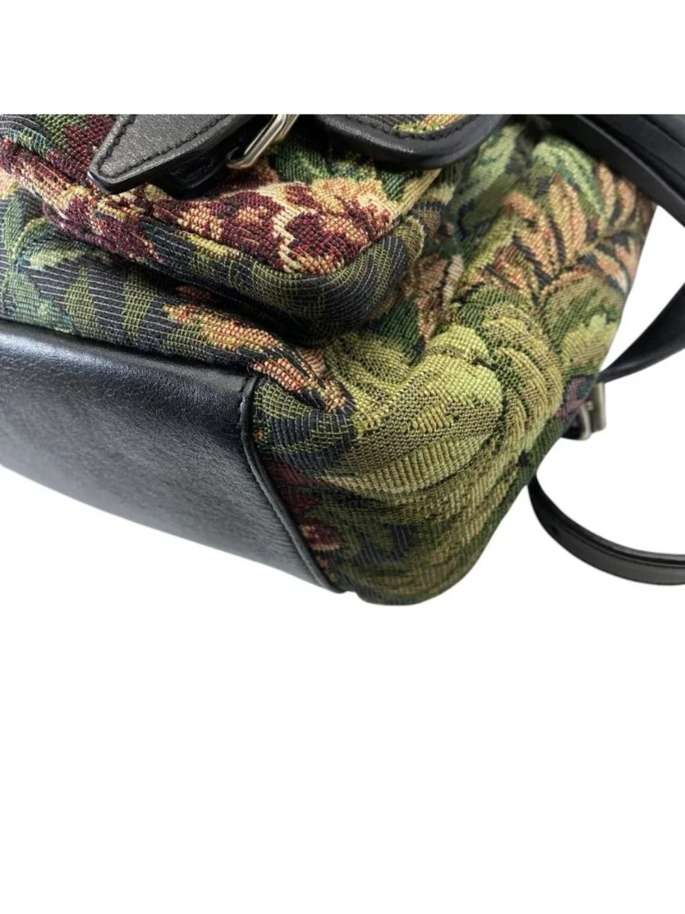 Saint Laurent Festival Tapestry Backpack Canvas Leather Black Multicolor Fine